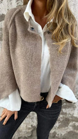 Silke - Round Neck Long Sleeve Wool Coat